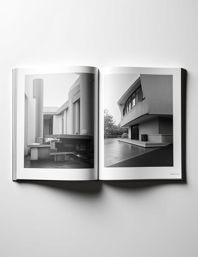 Magazine double-page spread with custom calligraphic headers